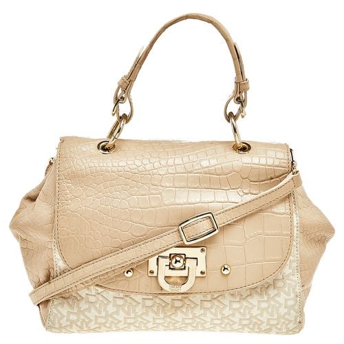 Dkny Beige/White Signature Coated Canvas And Leather Satchel - Dkny - Modalova