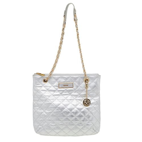 DKNY Silver Quilted Leather Shoulder Bag - Dkny - Modalova