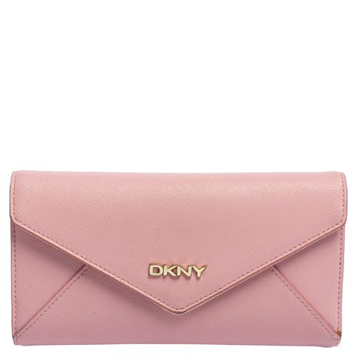 Dkny Pink Saffiano Leather Envelope Flap Wallet - Dkny - Modalova