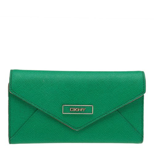 DKNY Green/Pink Leather Long Trifold Wallet - Dkny - Modalova