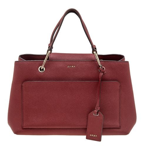 DKNY Dark Red Leather Front Pocket Tote - Dkny - Modalova