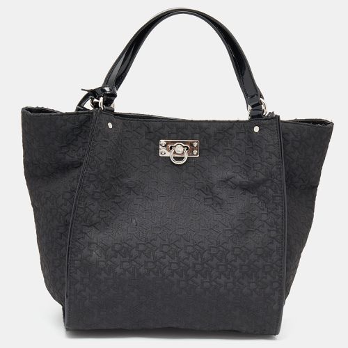 DKNY Black Monogram Canvas And Patent Leather Tote - Dkny - Modalova