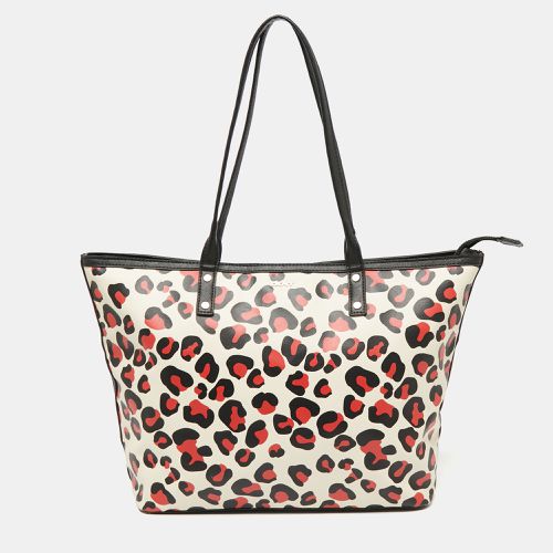 Dkny Black/Red Leopard Print Coated Canvas Zip Tote - Dkny - Modalova