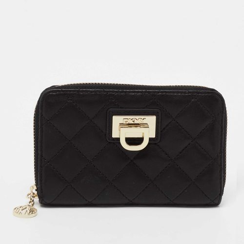 DKNY Black Quilted Leather Zip Around Wallet - Dkny - Modalova