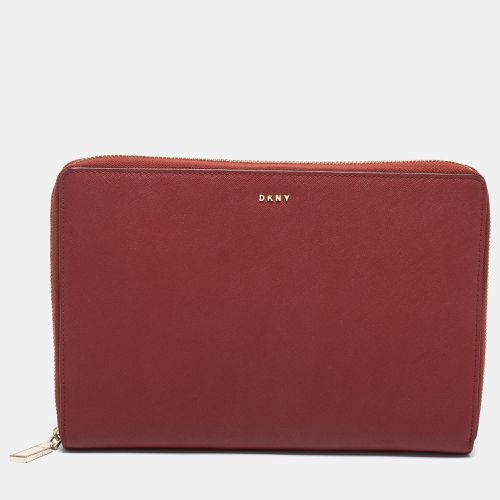 DKNY Red Leather Large Bryant Zip Around Clutch - Dkny - Modalova