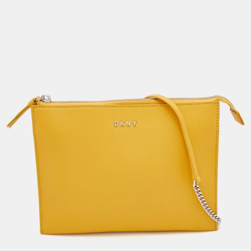 DKNY Mustard Leather Top Zip Crossbody Bag - Dkny - Modalova