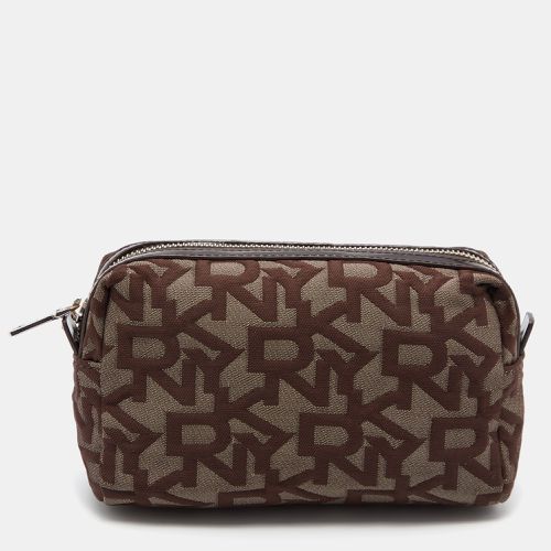 Dkny Brown/Beige Signature Canvas and Patent Leather Pouch - Dkny - Modalova