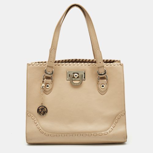 DKNY Beige Leather Beekman French Whipstitch Trim Tote - Dkny - Modalova