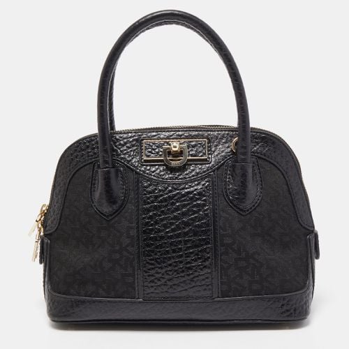 Dkny Grey/Black Monogram Canvas and Leather Dome Satchel - Dkny - Modalova