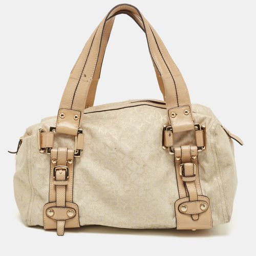 Dkny Beige/Gold Monogram Canvas and Leather Buckle Satchel - Dkny - Modalova