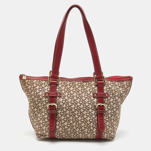 Red Signature Canvas and Leather Zip Tote - Dkny - Modalova