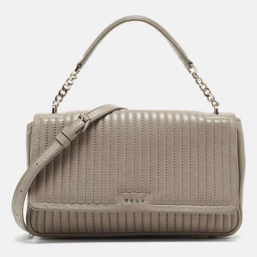 DKNY Grey Pinstripe Quilted Leather Gansevoort Top Handle Bag - Dkny - Modalova