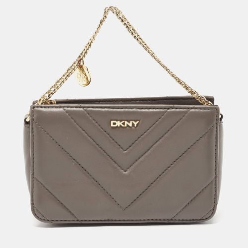 DKNY Grey Leather Chevron Chain Clutch - Dkny - Modalova