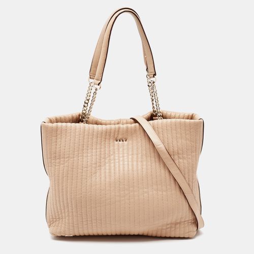 DKNY Beige Quilted Leather Chain Tote - Dkny - Modalova