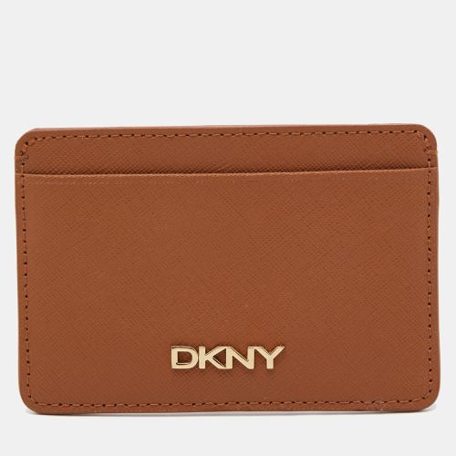 DKNY Tan Saffiano Leather Logo Card Holder - Dkny - Modalova