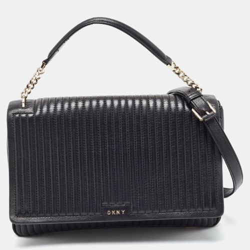 DKNY Black Pinstripe Quilted Leather Gansevoort Flap Top Handle Bag - Dkny - Modalova