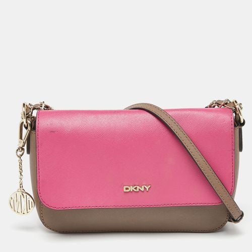 DKNY Beige/Pink Leather Bryant Park Flap Crossbody Bag - Dkny - Modalova