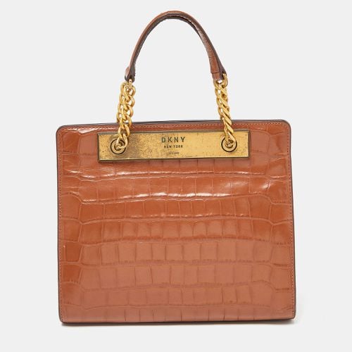 DKNY Brown Croc Embossed Leather Chain Bag - Dkny - Modalova