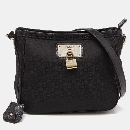 DKNY Black Monogram Canvas and Leather Crossbody Bag - Dkny - Modalova