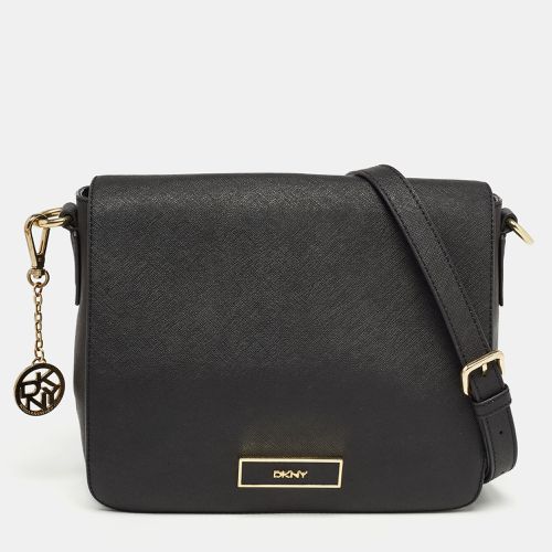 DKNY Black Leather Logo Flap Shoulder Bag - Dkny - Modalova