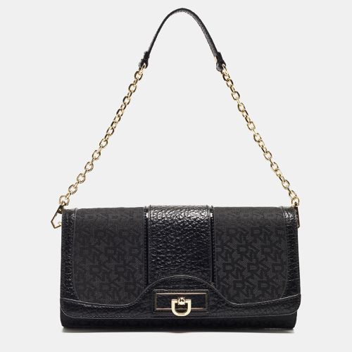 Monogram Canvas and Leather Flap Chain Bag - Dkny - Modalova