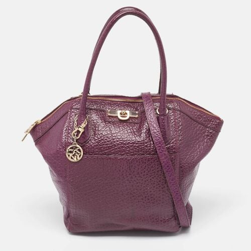 DKNY Purple Textured Leather Logo Zip Satchel - Dkny - Modalova