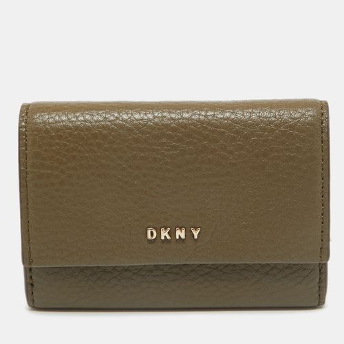 DKNY Olive Green Leather Flap Compact Wallet - Dkny - Modalova