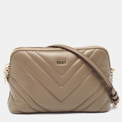 Olive Chevron Leather Madison Dome Crossbody Bag - Dkny - Modalova