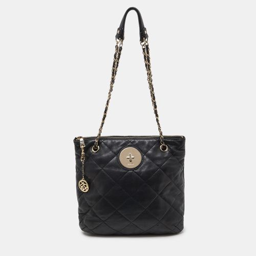 DKNY Black Quilted Leather Zip Shoulder Bag - Dkny - Modalova