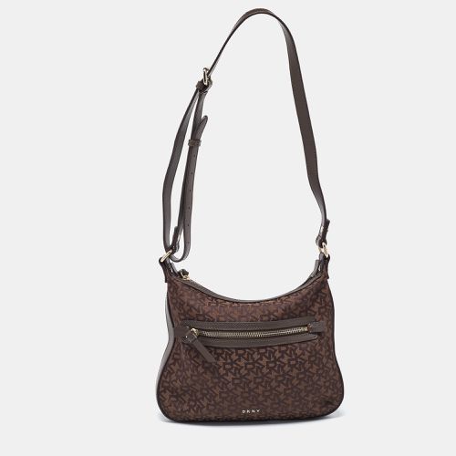 DKNY Brown Monogram Canvas and Leather Crossbody Bag - Dkny - Modalova