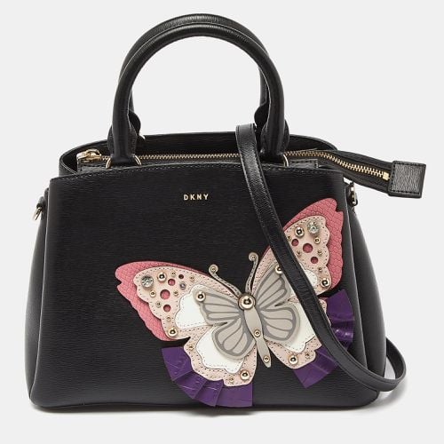 DKNY Black Leather Butterfly Embellished Paige Satchel - Dkny - Modalova