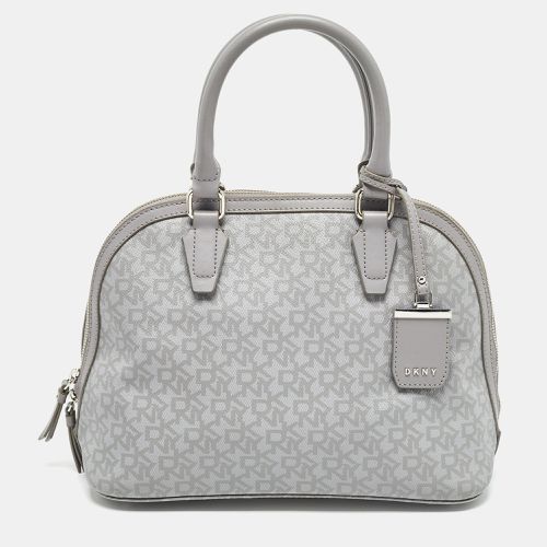 DKNY Grey Signature Coated Canvas and Leather Dome Satchel - Dkny - Modalova