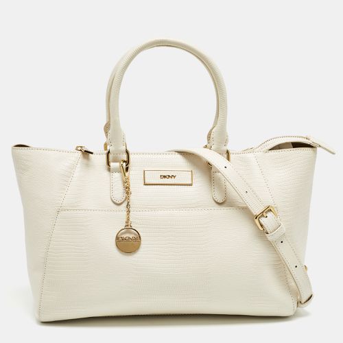 DKNY Off White Lizard Embossed Leather Top Zip Tote - Dkny - Modalova