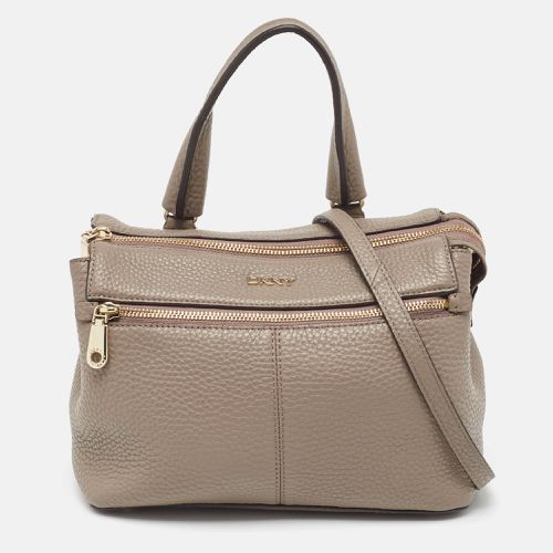 DKNY Grey Leather Front Zip Top Handle Bag - Dkny - Modalova