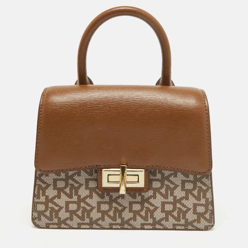 DKNY Brown/Beige Monogram Coated Canvas and Leather Flap Top Handle Bag - Dkny - Modalova