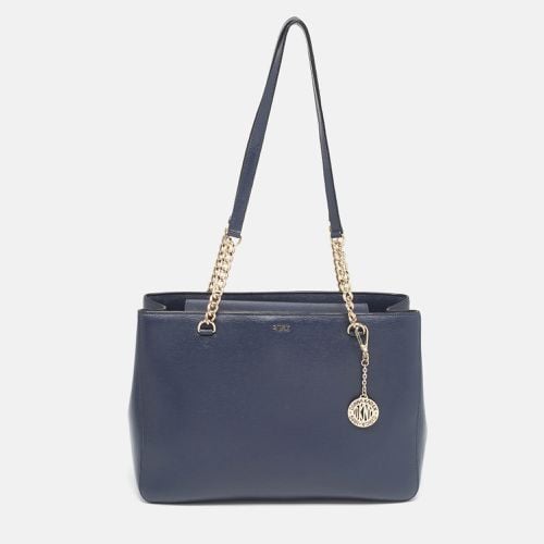 DKNY Navy Blue Leather Charm Chain Tote - Dkny - Modalova