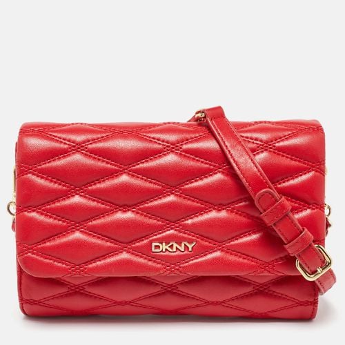 Dkny Red Quilted Leather Flap Chain Crossbody Bag - Dkny - Modalova