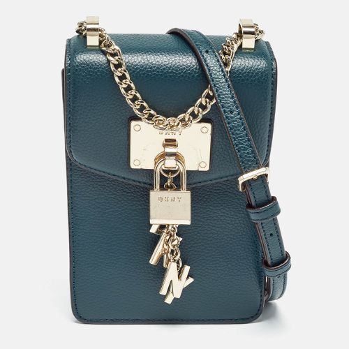 Dkny Teal Green Leather Elissa North South Crossbody Bag - Dkny - Modalova