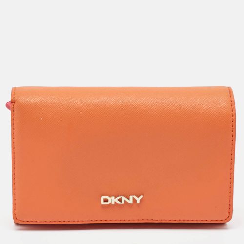 Dkny Orang/Pink Leather French Flap Wallet - Dkny - Modalova