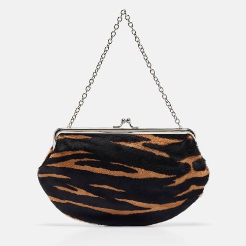 DKNY Black/Brown Zebra Print Calf Hair Chain Multi Pouch - Dkny - Modalova