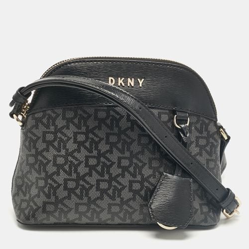 Dkny Black Monogram Coated Canvas and Leather Dome Crossbody Bag - Dkny - Modalova