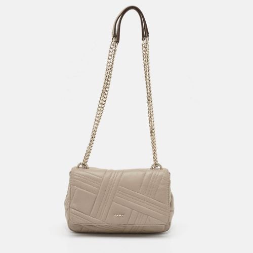 Dkny Beige Quilted Leather Allen Flap Shoulder Bag - Dkny - Modalova