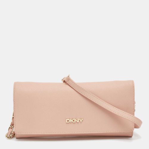 DKNY Pink Saffiano Leather Flap Wallet on Chain - Dkny - Modalova