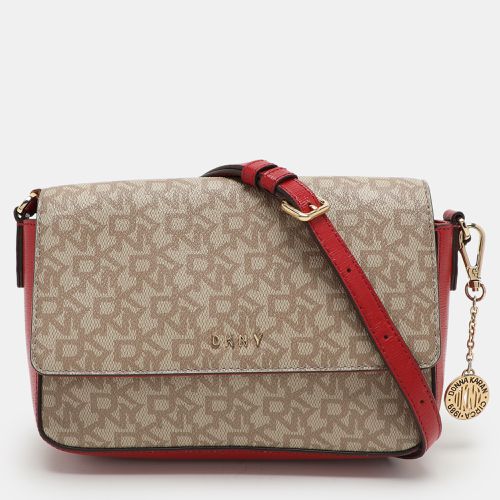 Dkny Beige/Red Signature Coated Canvas and Leather Crossbody Bag - Dkny - Modalova