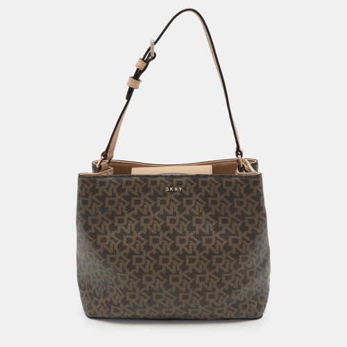 Dkny Beige Signature Coated Canvas and Leather Satchel - Dkny - Modalova