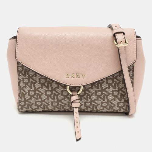 Dkny Beige/Pink Signature Coated Canvas and Leather Shoulder Bag - Dkny - Modalova