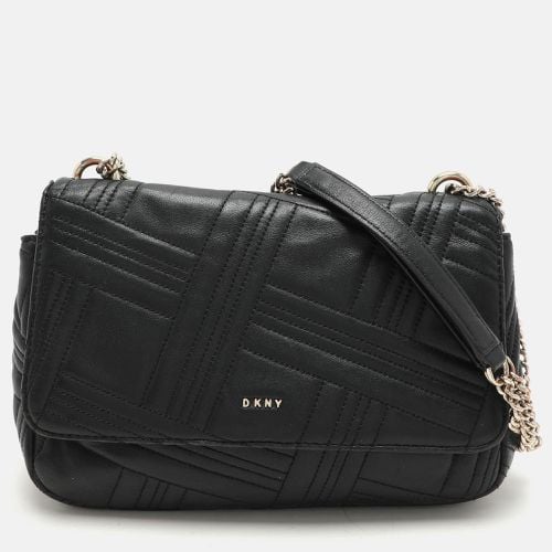 Dkny Black Leather Allen Flap Shoulder Bag - Dkny - Modalova