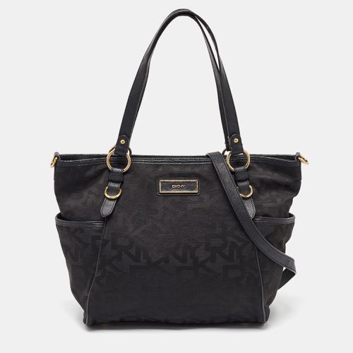 DKNY Black Signature Canvas and Leather Tote - Dkny - Modalova