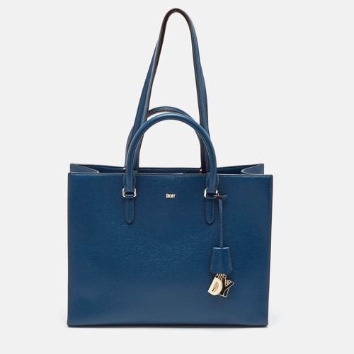 DKNY Blue Leather Perri Box Tote - Dkny - Modalova