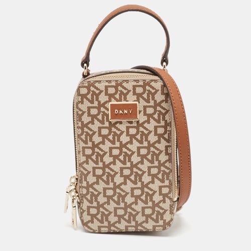 Dkny Brown/Beige Signature Coated Canvas and Leather Steffy Crossbody Bag - Dkny - Modalova